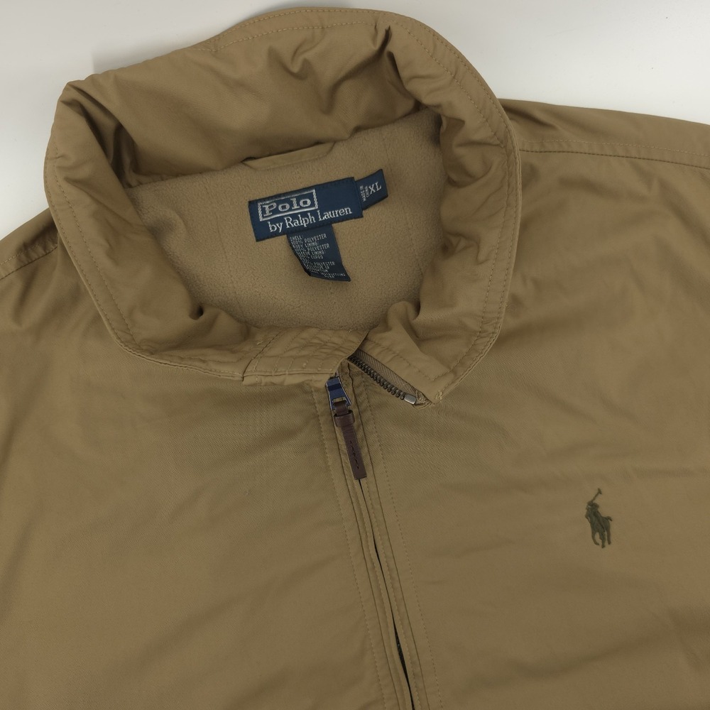 VTG‎ Polo Ralph Lauren Lined Full-Zip Jacket Mens XL Hidden Hood Tan
